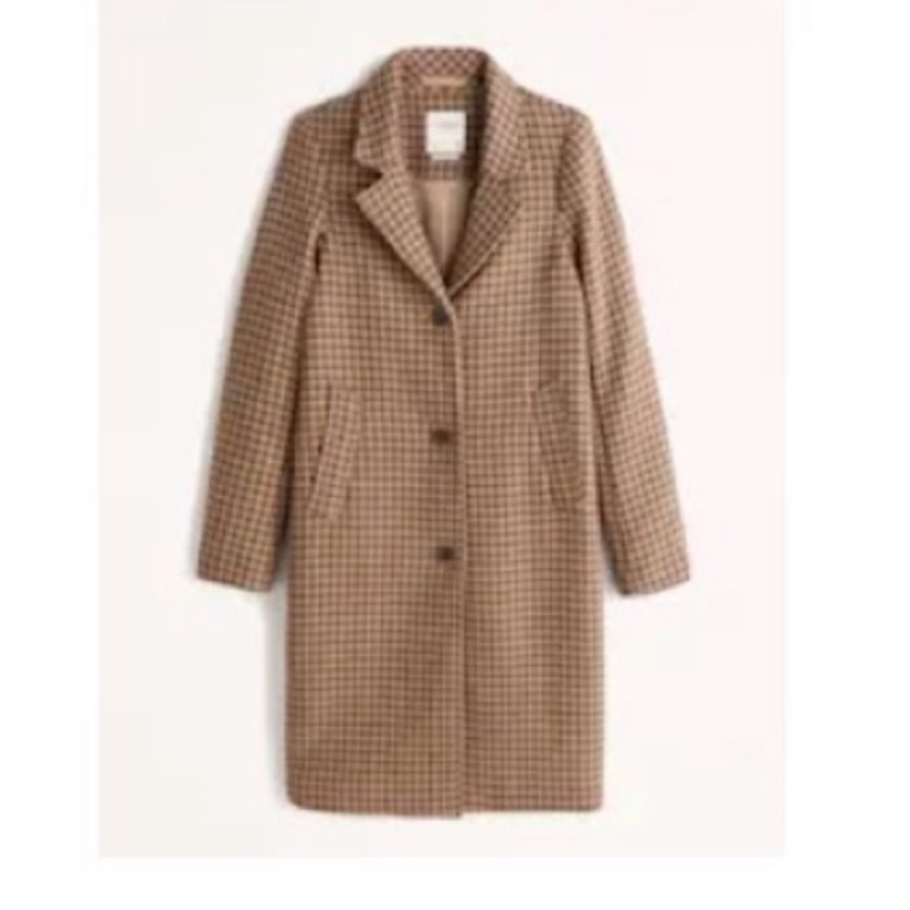 Abercrombie Wool “Dad Coat” in Brown Houndstooth - Picture 4 of 5